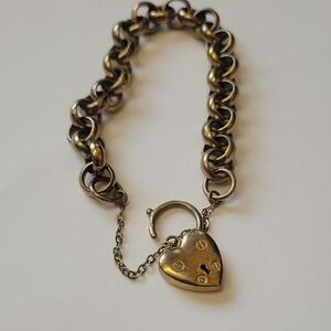 1970s~ Gold Heart Lock Bracelet